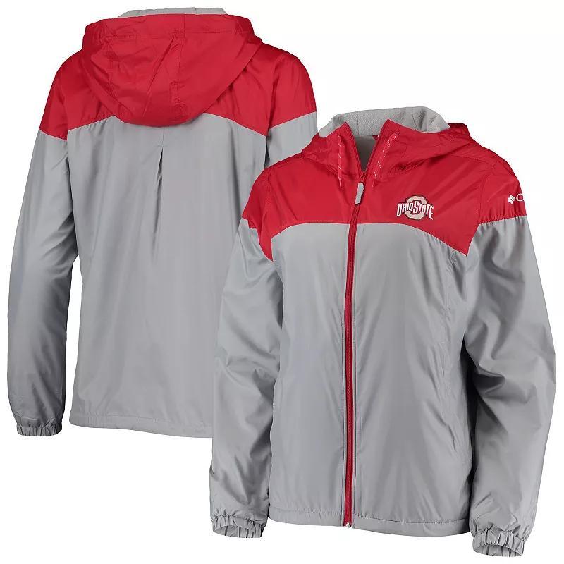 Womens Columbia Scarlet/Gray Ohio State Buckeyes Flash Forward Lined Full-Zip Windbreaker Hoodie Jacket Product Image