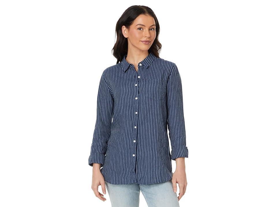 L.L.Bean Premium Washable Linen Shirt Tunic Stripe (Vintage Indigo Stripe) Women's Clothing Product Image