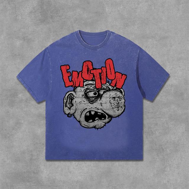 Vintage Cartoon Monster Graphic Print Acid Washed T-Shirt Product Image