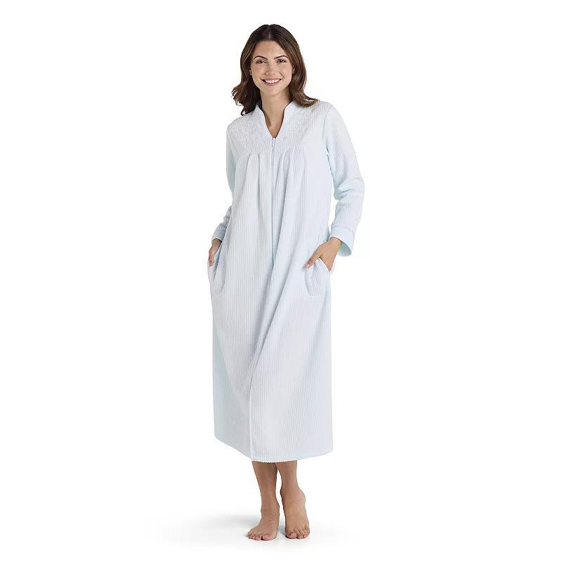 Womens Miss Elaine Essentials Brushed Back Terry Long Zip Robe Product Image