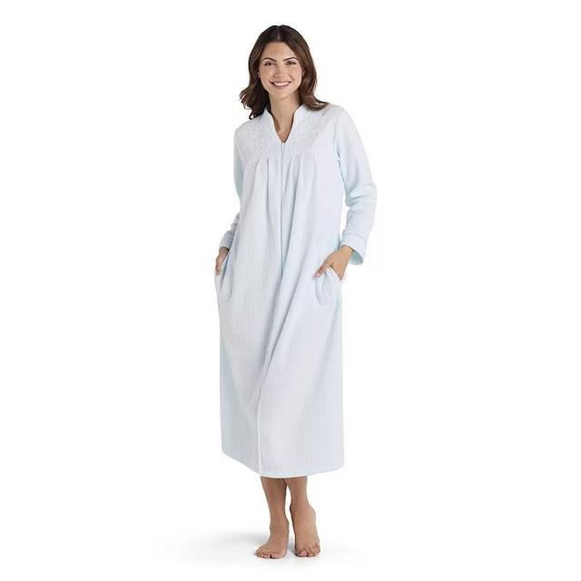 Womens Miss Elaine Essentials Brushed Back Terry Long Zip Robe Product Image