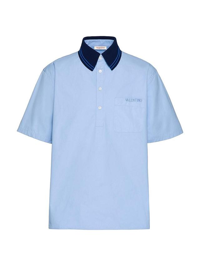 Mens Cotton Poplin Polo Shirt with Embroidery Product Image