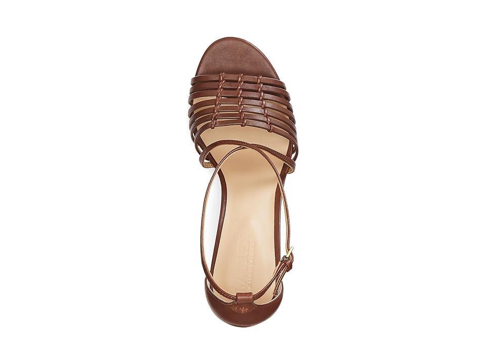 Lauren Ralph Lauren Shelby Burnished Leather Platform Sandal (Dark Maple) Women's Sandals Product Image