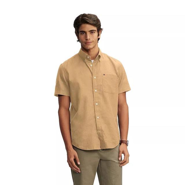 Mens Tommy Hilfiger Cotton Linen Custom Fit Shirt Product Image