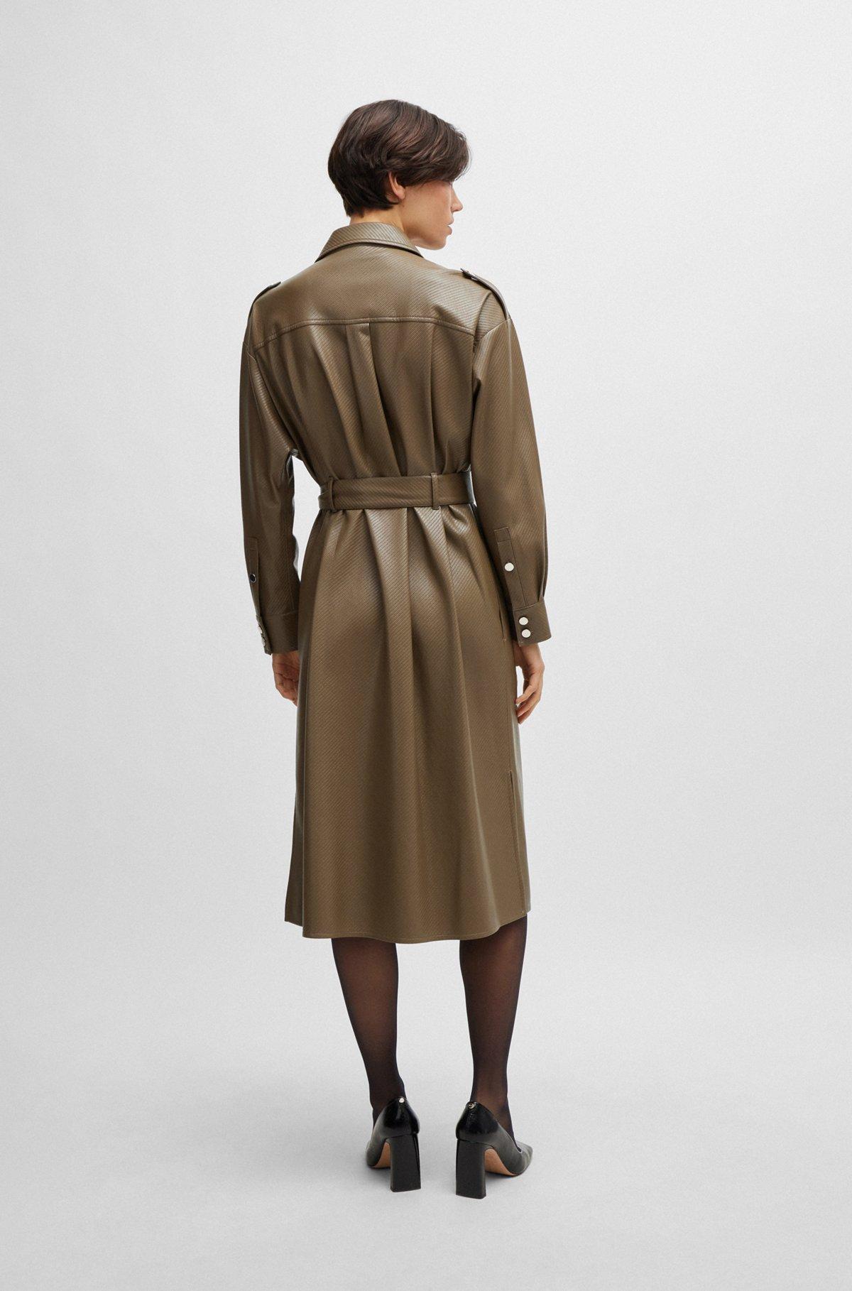 Belted shirt dress in perforated faux leather Product Image