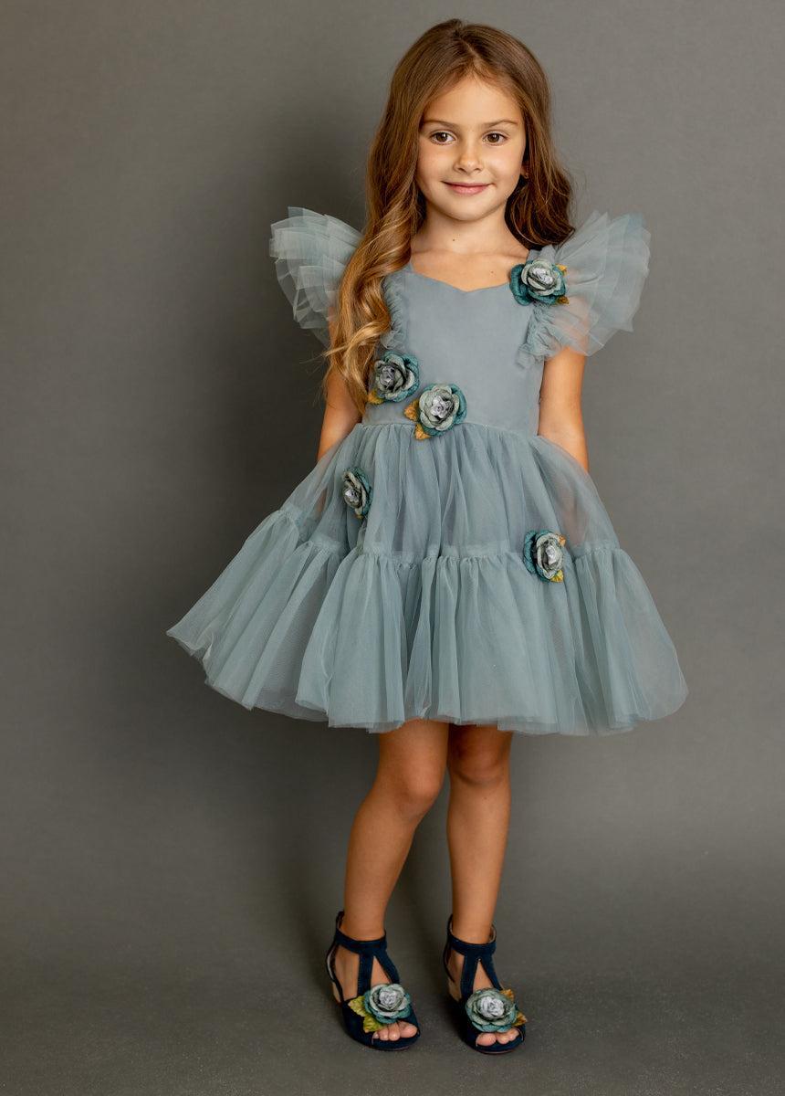 Elain Dress in Dusty Teal Product Image