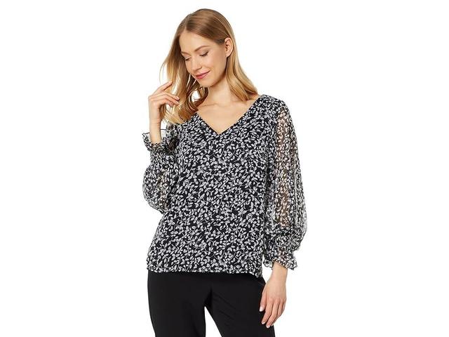 Vince Camuto V-Neck Bloosan Blouse (Rich ) Women's Clothing Product Image