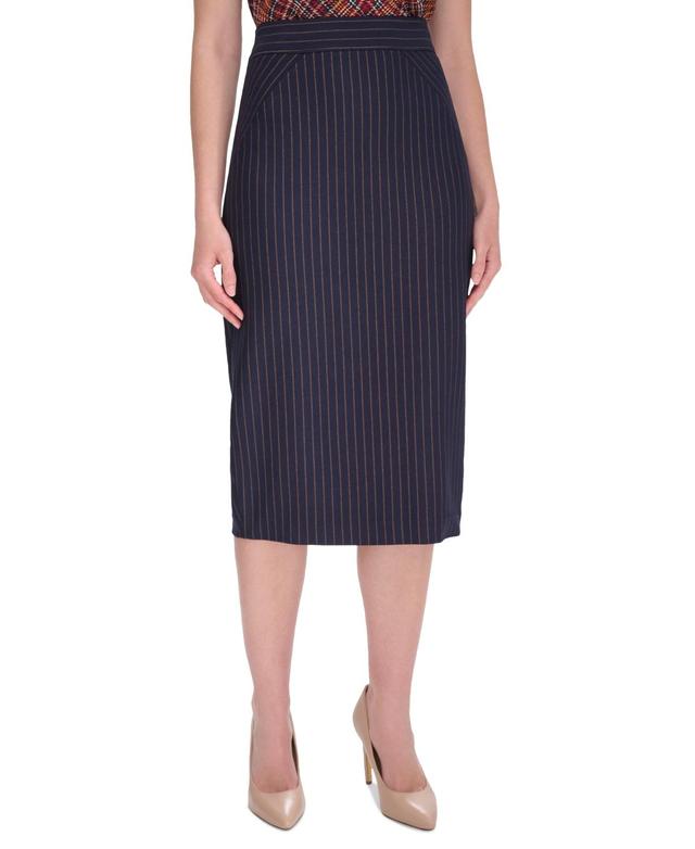 Tommy Hilfiger Womens Pinstripe Pencil Midi Skirt - Mdngt Product Image