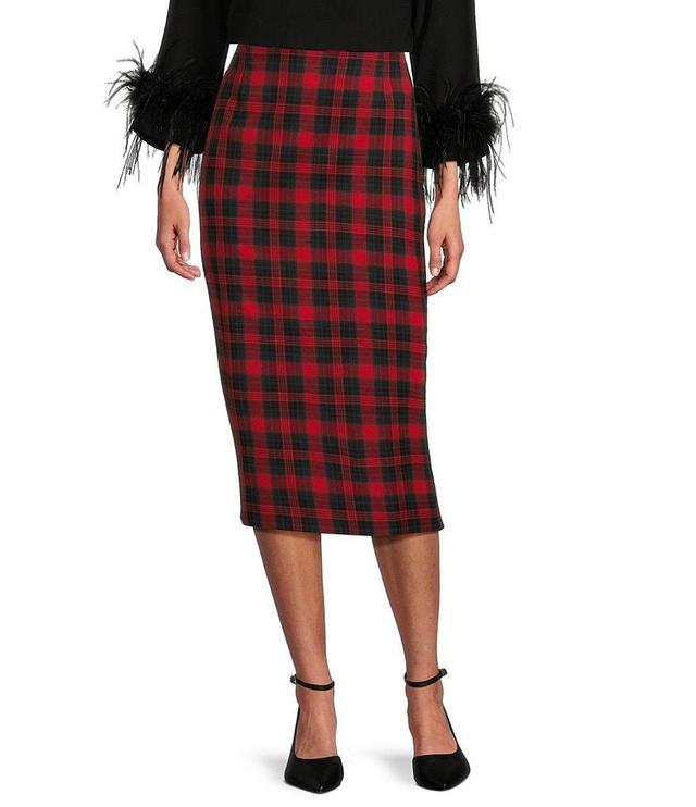 Preston & York Taylor Woven Tartan Plaid High Rise Midi Column Sheath Skirt Product Image