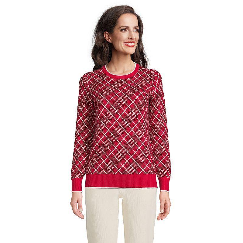 Womens Lands End Lofty Jacquard Crewneck Sweater Product Image