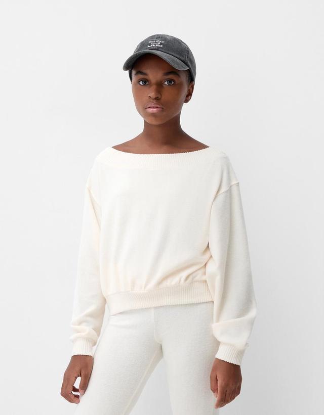 Soft touch asymmetric neck sweater Product Image