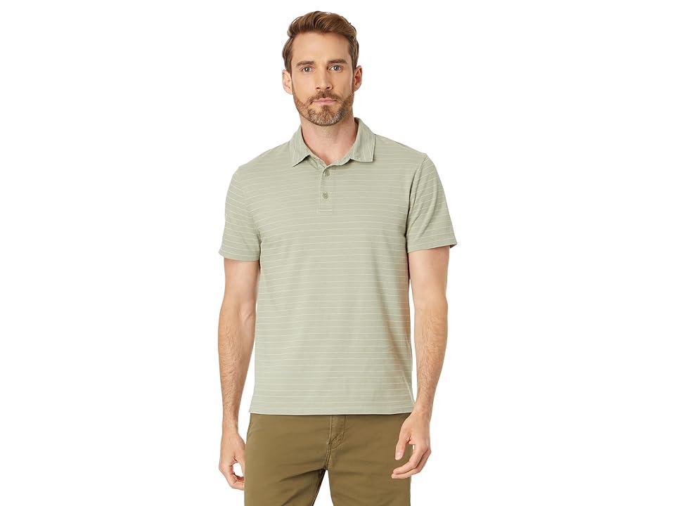 Vince Garment Dye Fleck Stripe Short Sleeve Polo (Washed Pale Thyme) Men's Clothing Product Image