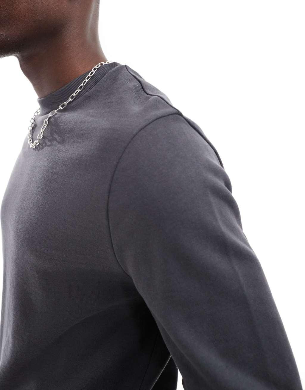 ASOS DESIGN essential crew neck sweatshirt in charcoal Product Image