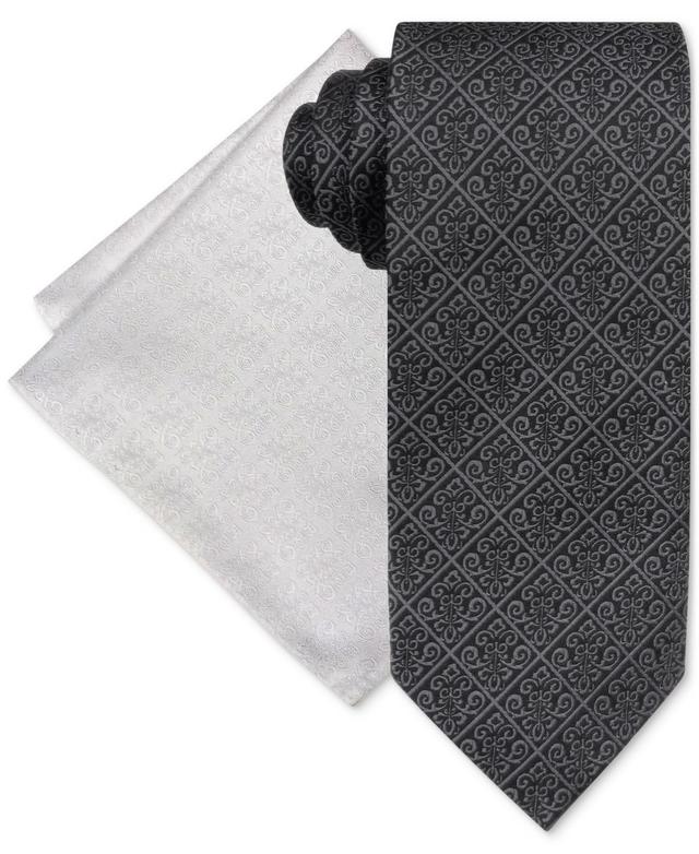 Steve Harvey Mens Medallion Tie & Pocket Square Set Product Image