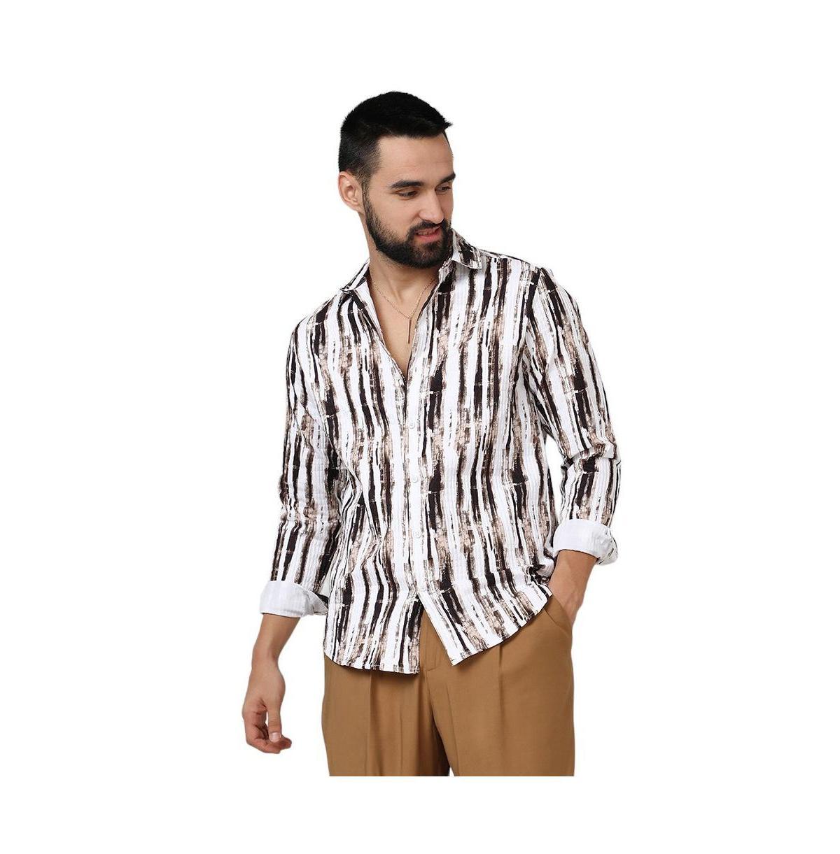 Campus Sutra Mens Beige & Black Ombre Strokes Shirt - Beige Product Image