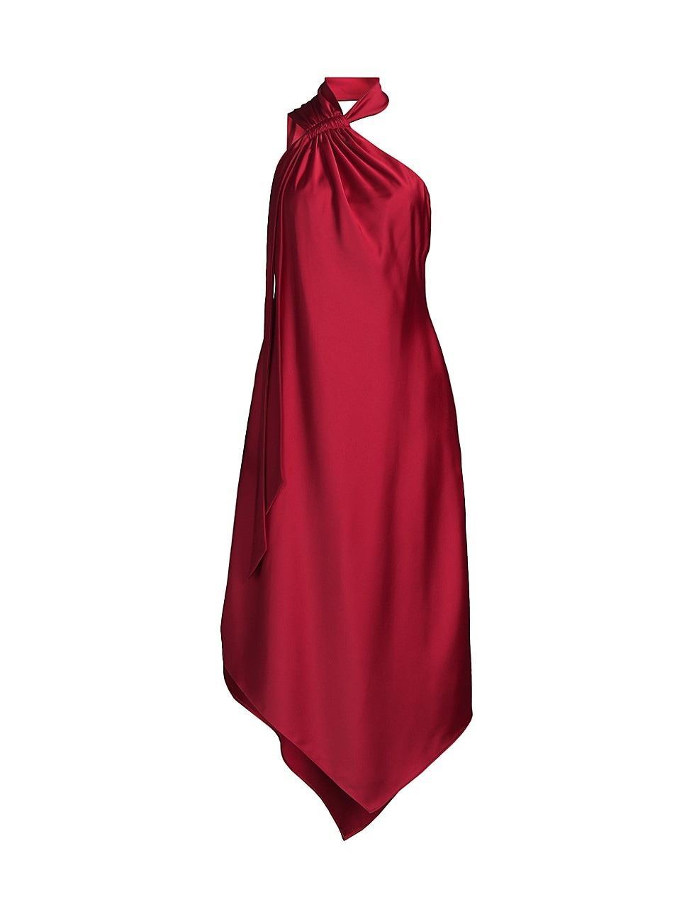 Womens Satin Halterneck Midi-Dress Product Image