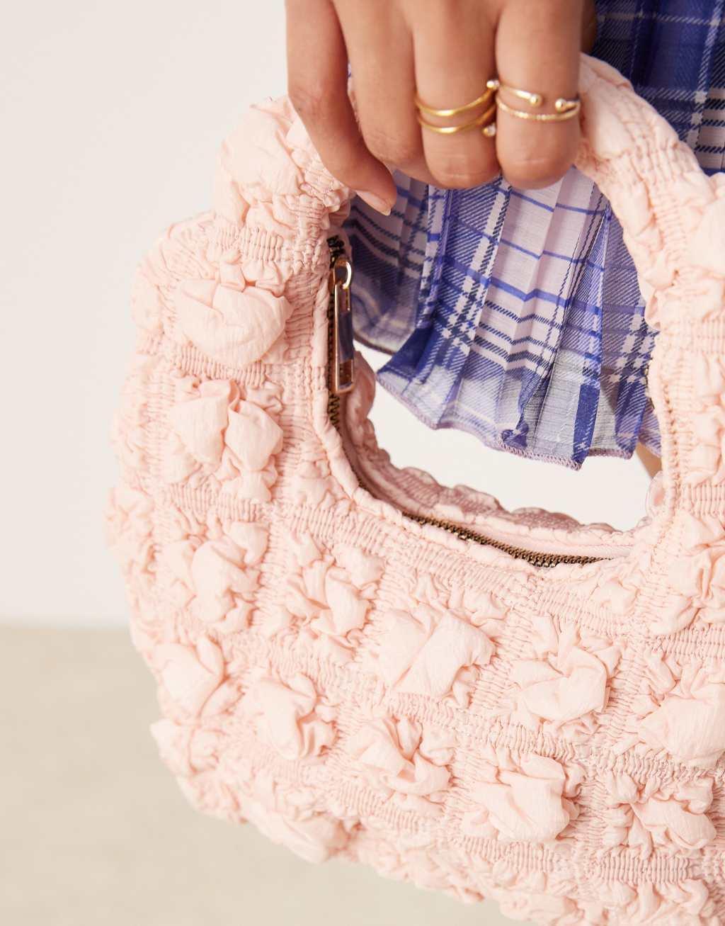 ASOS DESIGN scoop ruched shoulder bag in blush Product Image