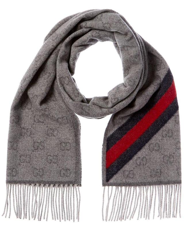 Gg Wool Scarf In Grey Product Image