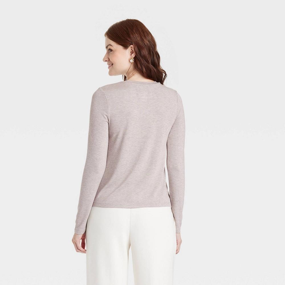 Women's Long Sleeve Brushed Knit T-Shirt - A New Day™ Product Image