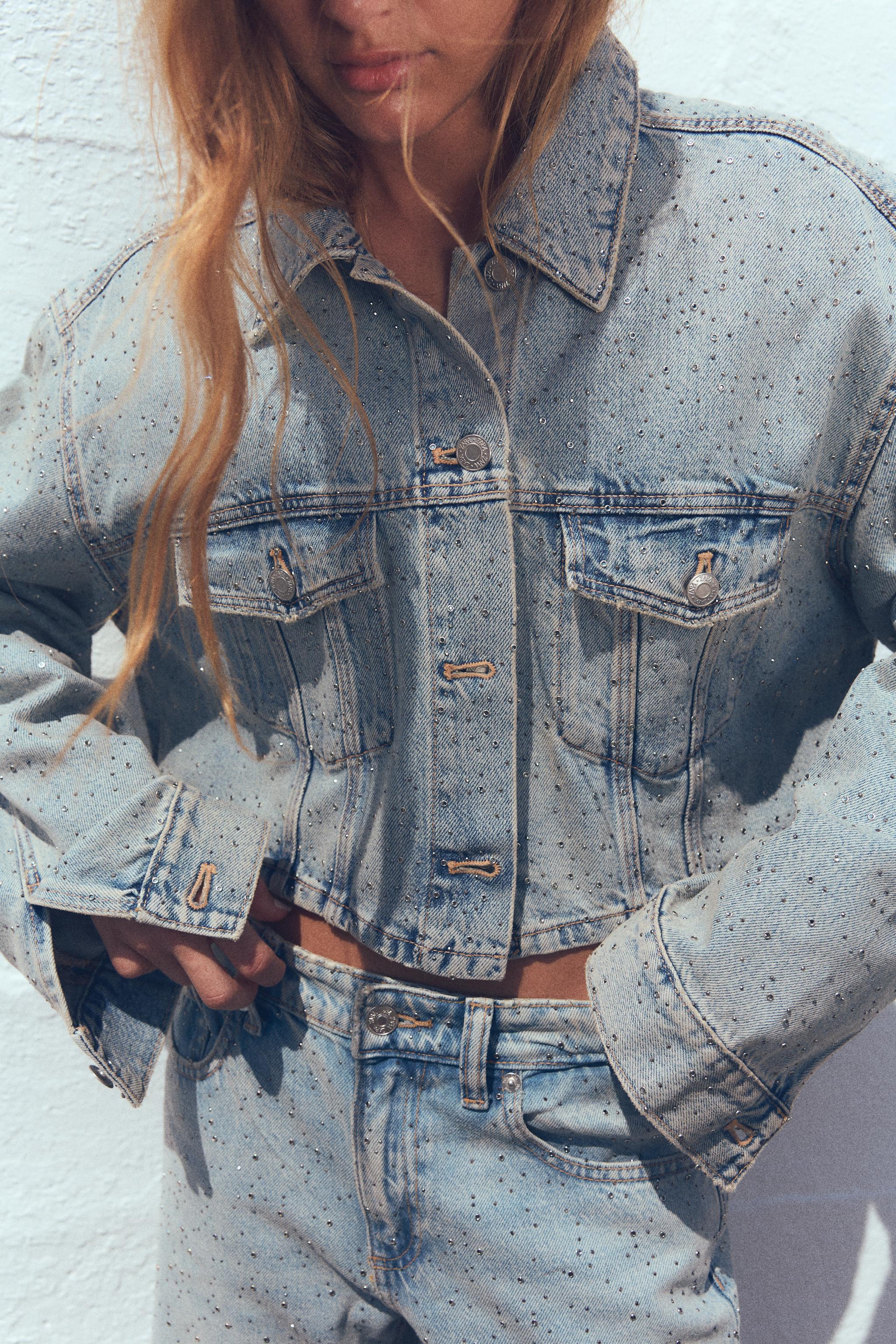 TRF CROP DENIM JEWEL JACKET Product Image