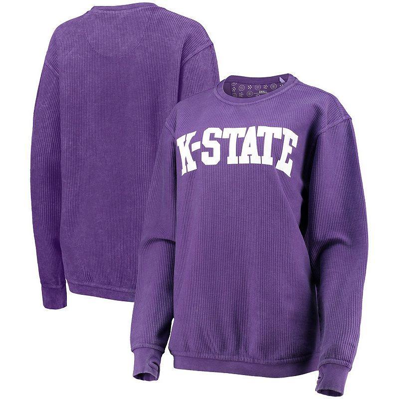 Womens Pressbox Kansas State Wildcats Comfy Cord Vintage Wash Basic Arch Pullover Sweatshirt Product Image