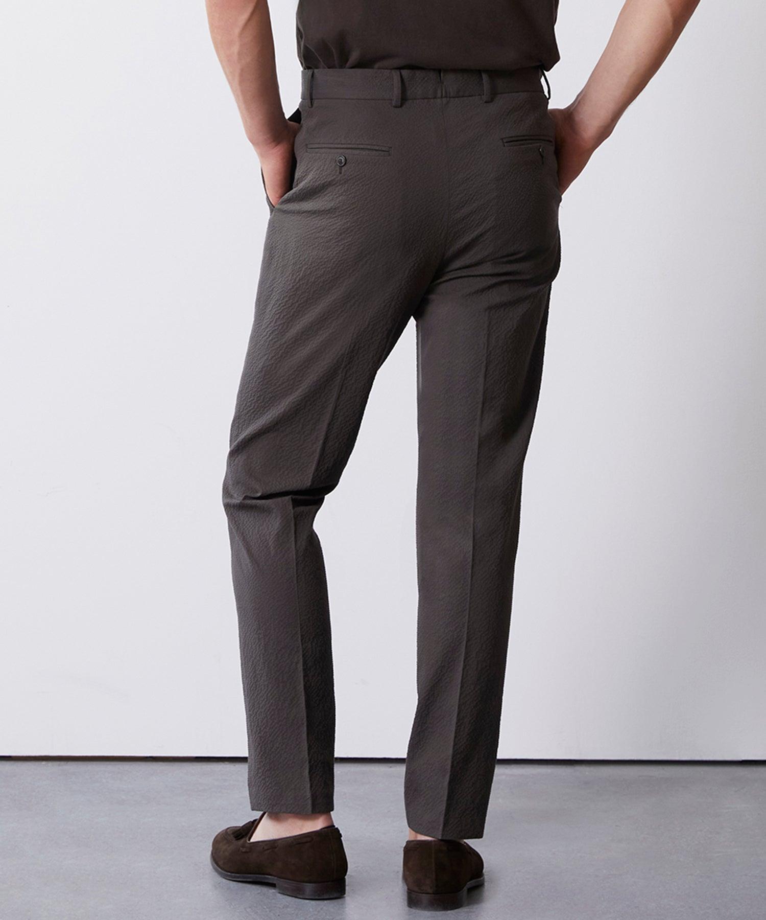 Italian Seersucker Sutton Trouser in Brown Product Image