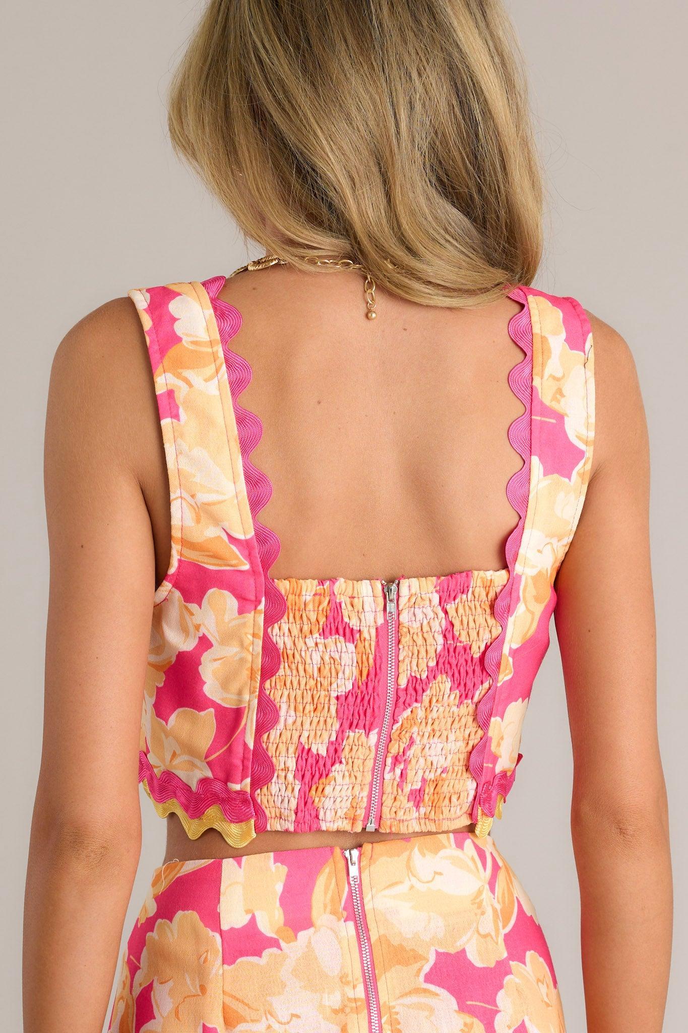 Coastal Dreams Pink Multi Floral Crop Top Product Image