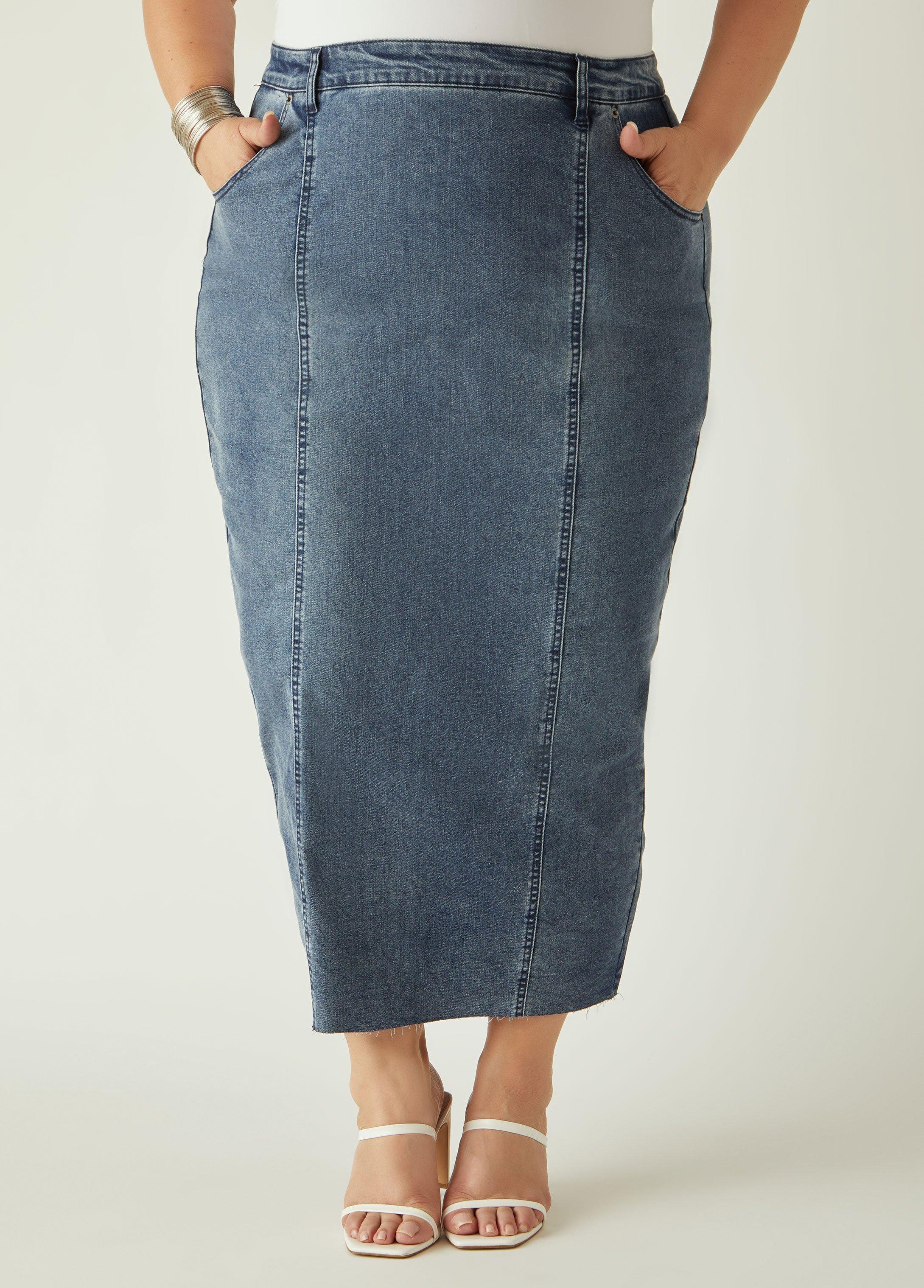 Seamed Maxi Denim Skirt Product Image