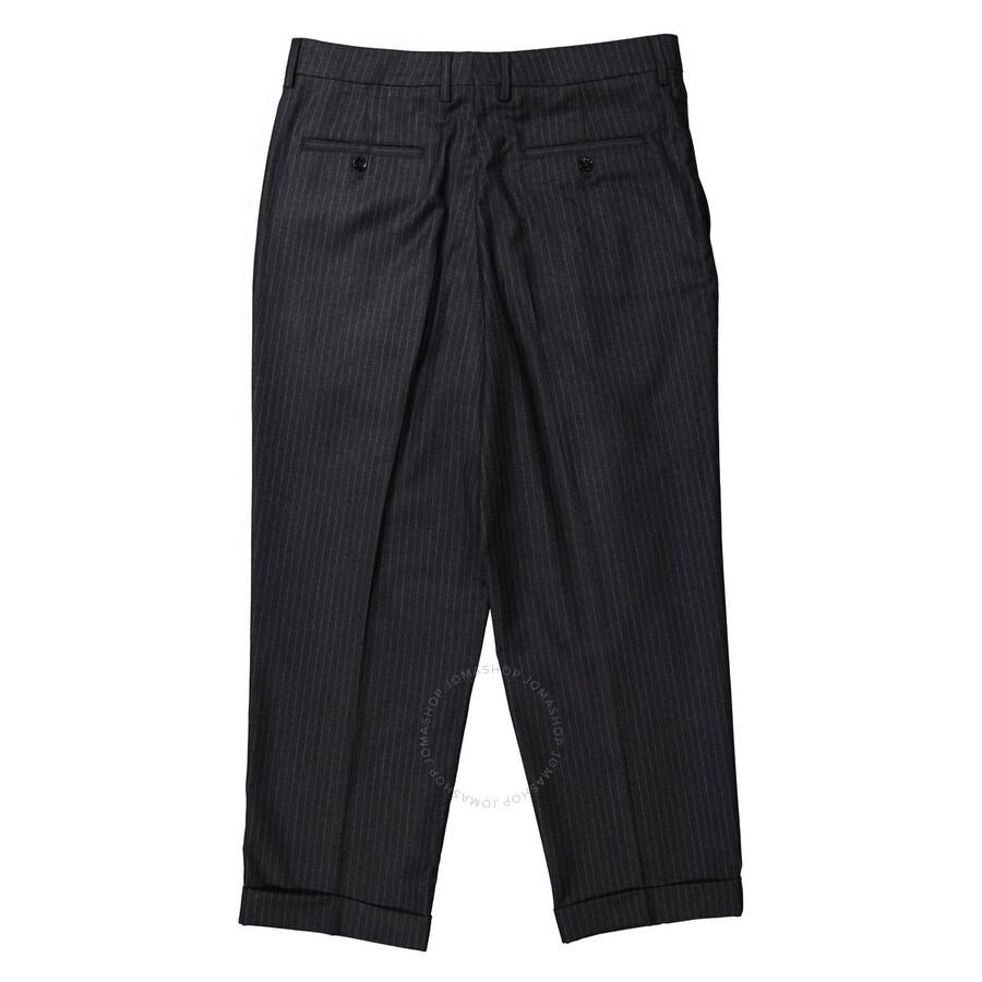 Ami Paris Men's Gris Chine / Ivoire Pinstriped Tailored Cropped Trousers In Black Product Image