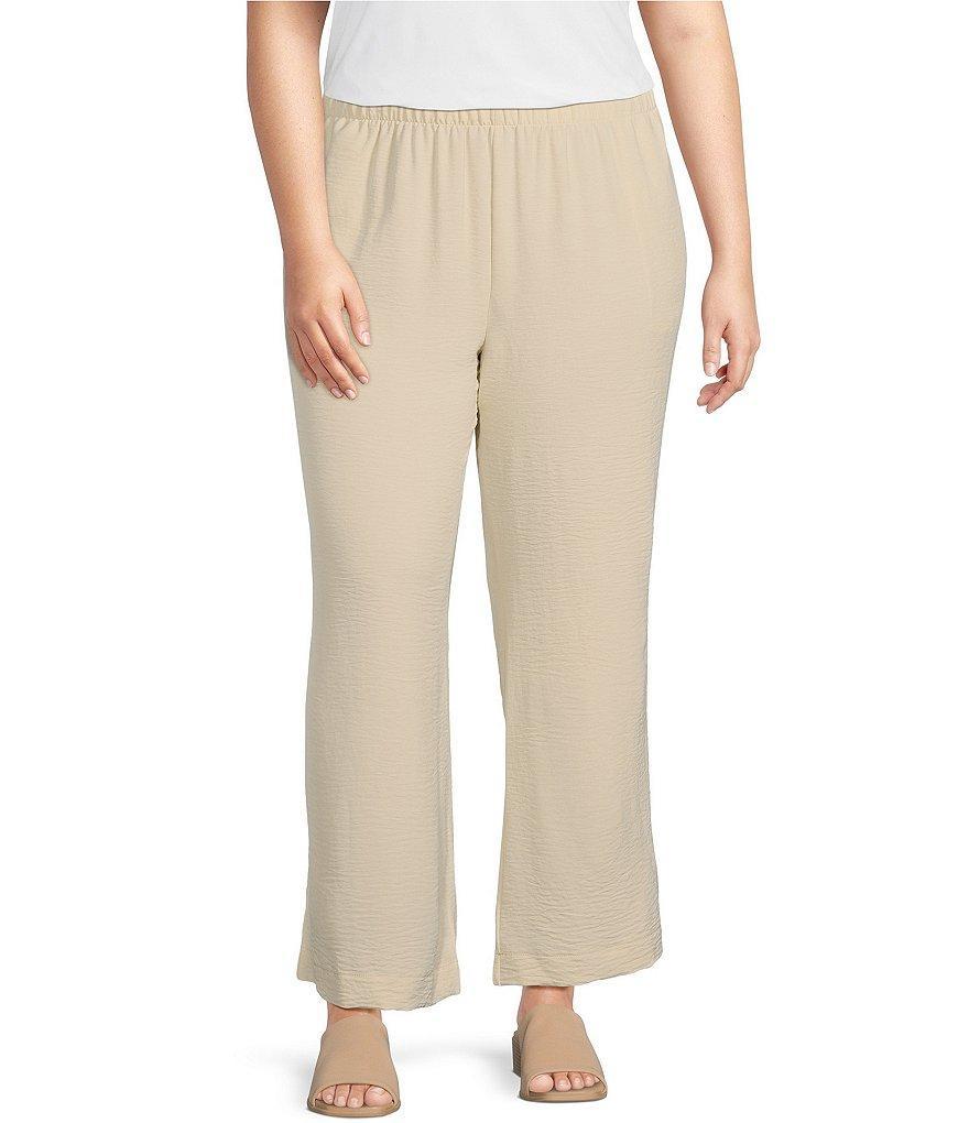 IC Collection Plus Size Crinkled Woven Elastic Waist Wide Leg Pull-On Pants Product Image