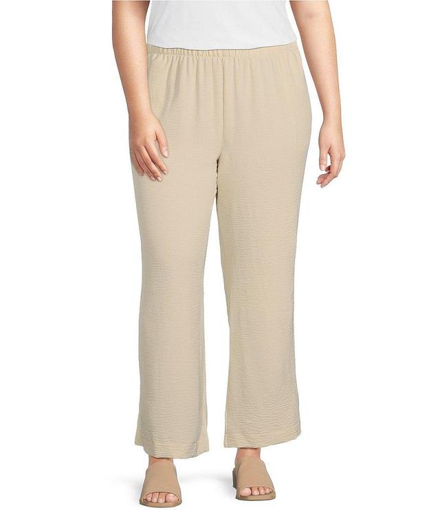 IC Collection Plus Size Crinkled Woven Elastic Waist Wide Leg Pull-On Pants Product Image