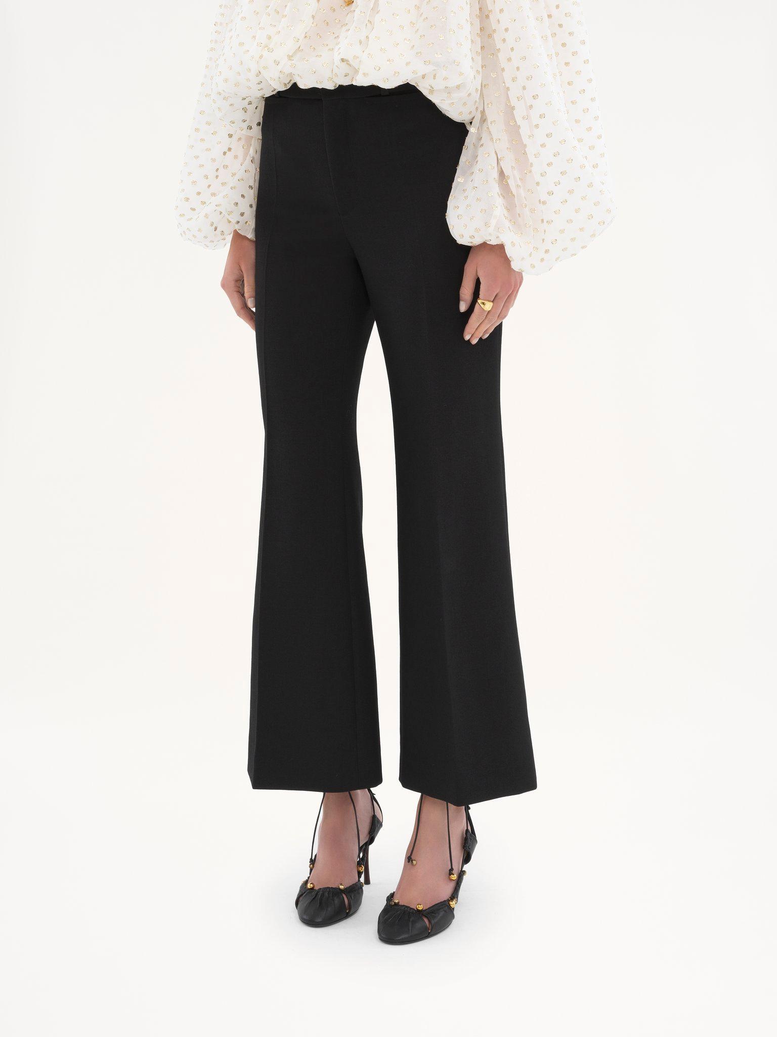 Cropped bootcut pants in wool crêpe Product Image