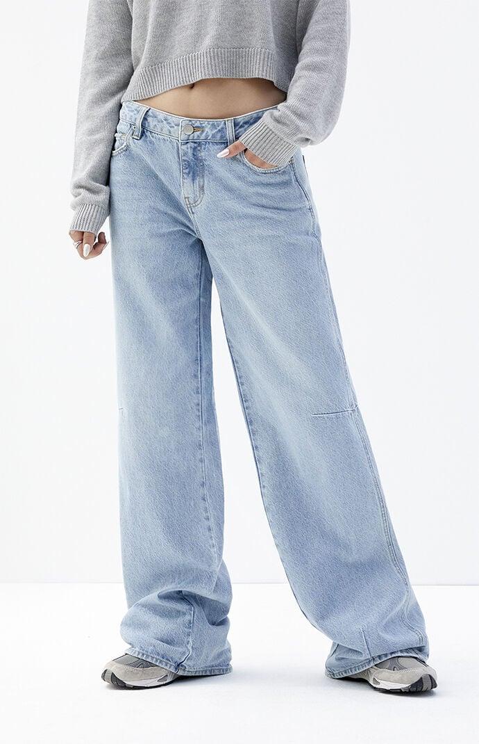 Women's Casey Light Indigo Seam Low Rise Baggy Jeans Product Image