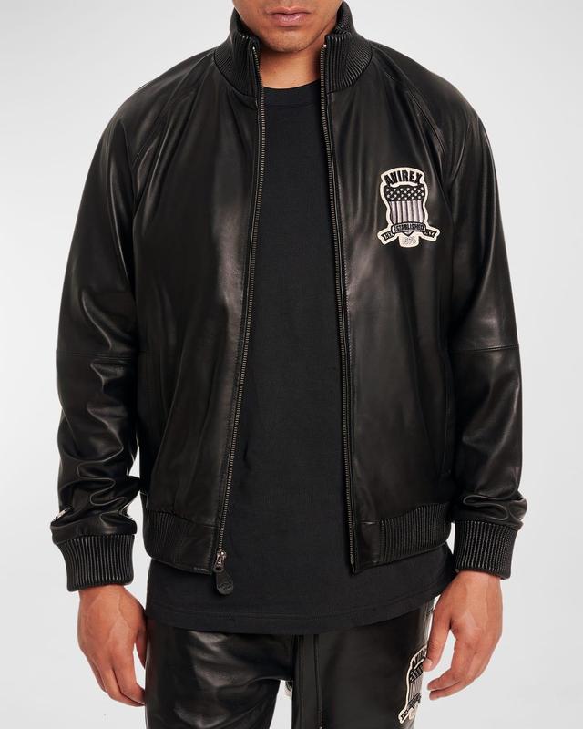 Mens Leather Logo Track Jacket Product Image