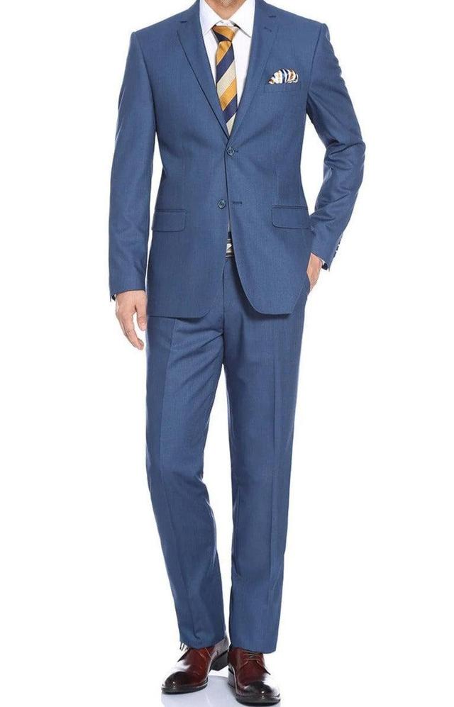 Blue Dress Suit Slim Fit 2 Piece Notch Lapel Product Image