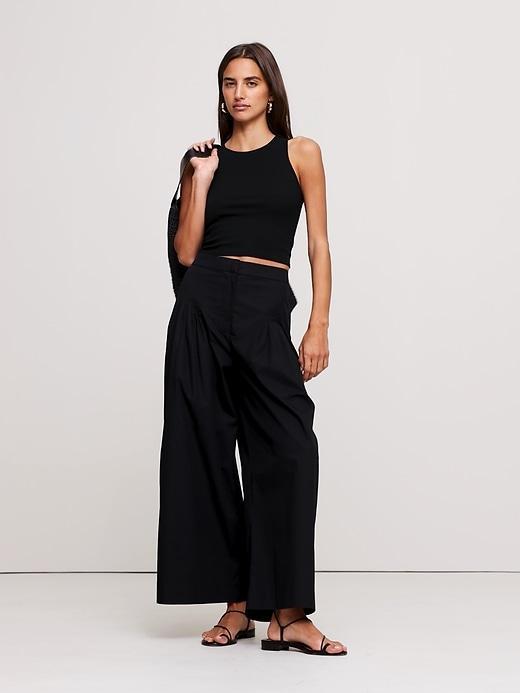 High-Rise Ultra-Wide Leg Poplin Pant Product Image