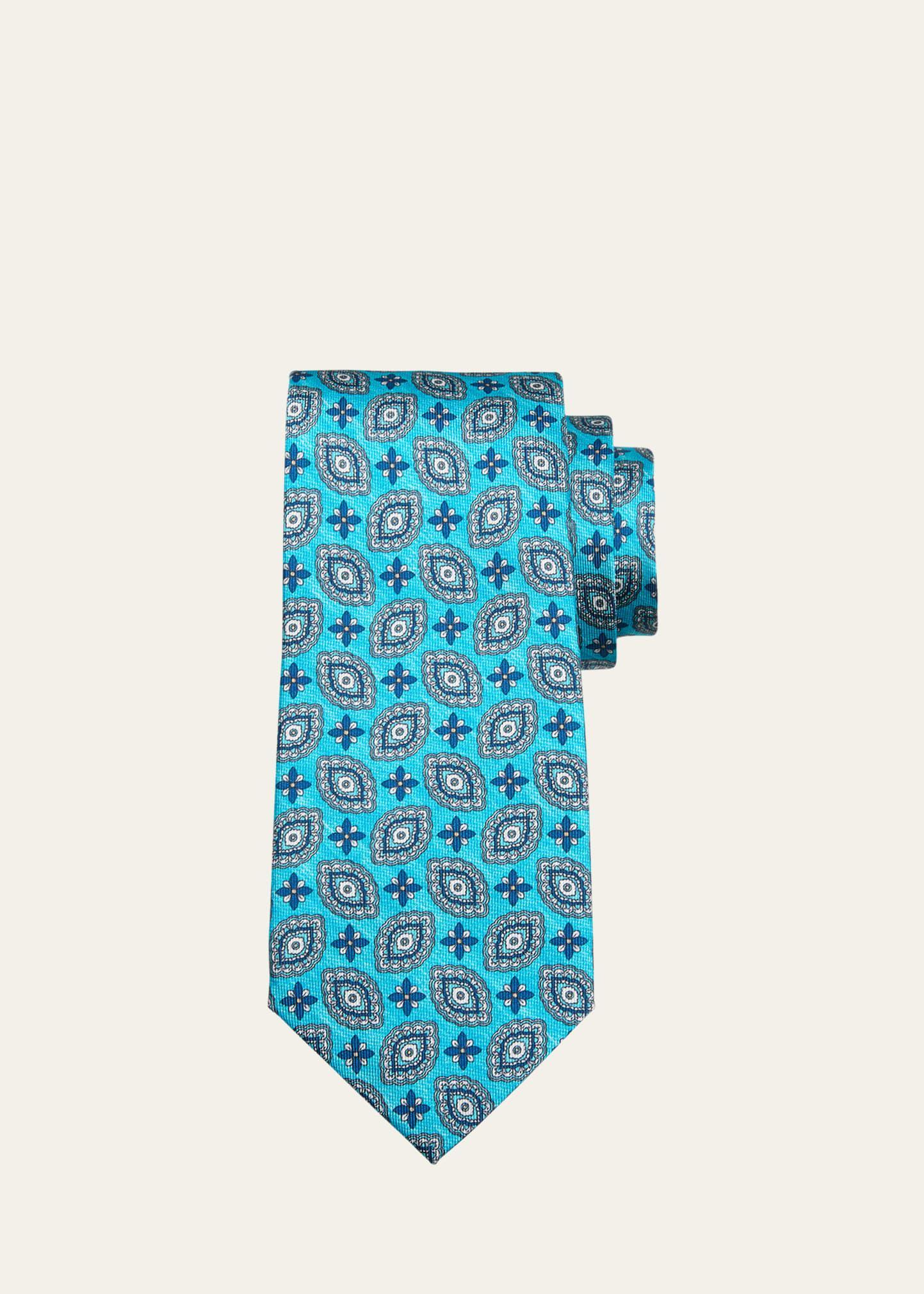 Mens Medallion-Print Silk Tie Product Image