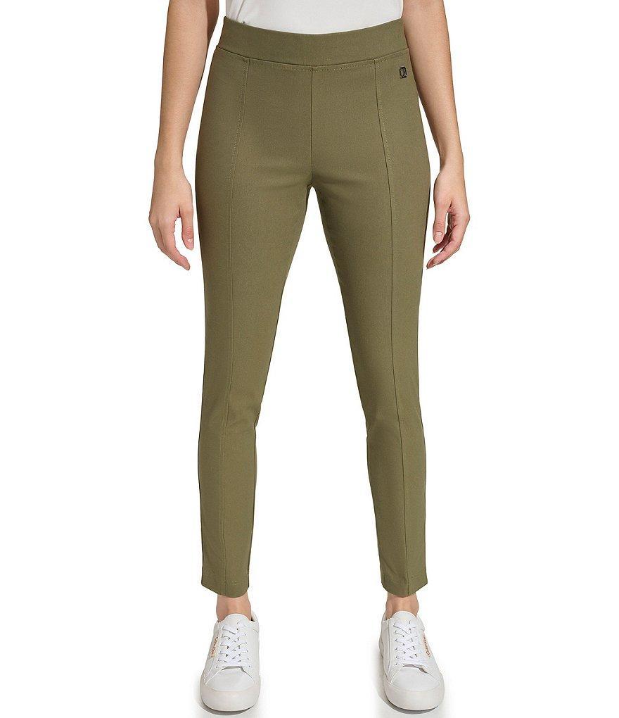 Calvin Klein Front Seam Slim Tapered Leg Stretch Twill Ankle Pull-On Pants Product Image