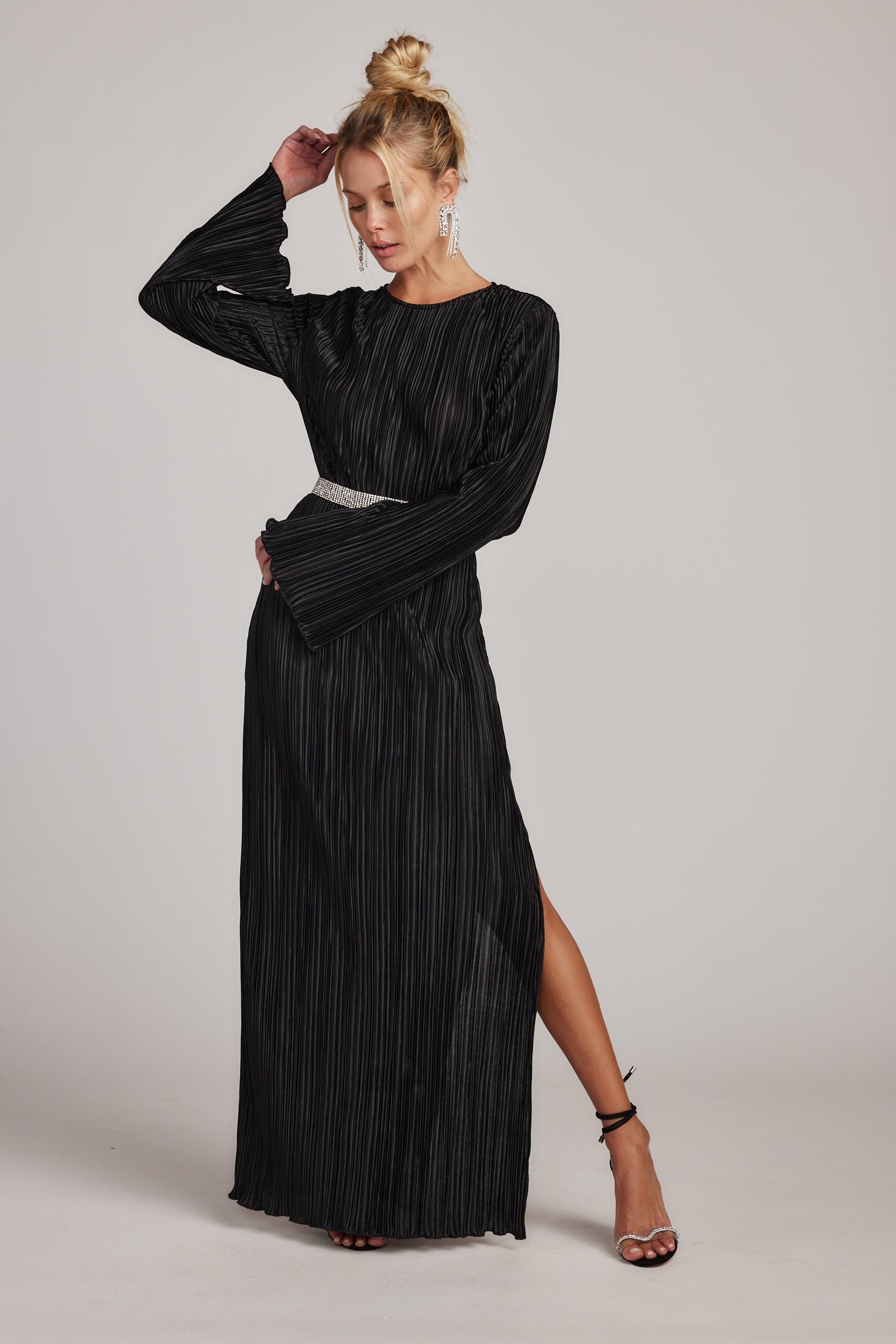 Tate Black Plisse Maxi Dress Product Image