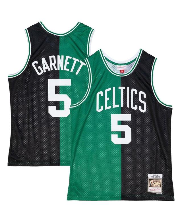 Mens Mitchell & Ness Kevin Garnett Black, Kelly Green Boston Celtics Hardwood Classics 2007-08 Split Swingman Jersey - Black, Kelly Green Product Image