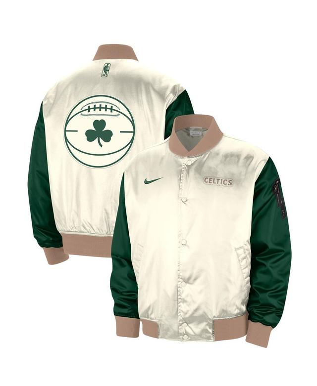 Mens Nike Cream Boston Celtics 2023/24 City Edition Courtside Premier Full-Snap Bomber Jacket Product Image