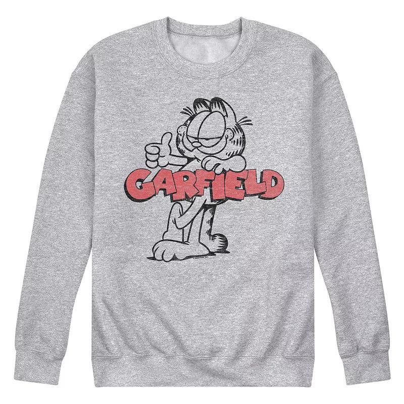 Mens Garfield Logo Thumbs Up Fleece Sweatshirt Grey Gray Product Image