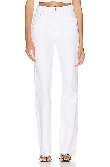 GRLFRND Melanie High Rise Boot Cut in Brentwood - White. Size 26 (also in 24, 23, 25, 27, 28, 29, 30, 31, 32). Product Image