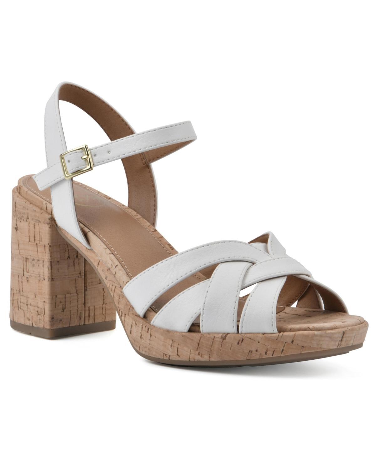 White Mountain Womens Dubonnet Cork Block Heel Sandals Product Image