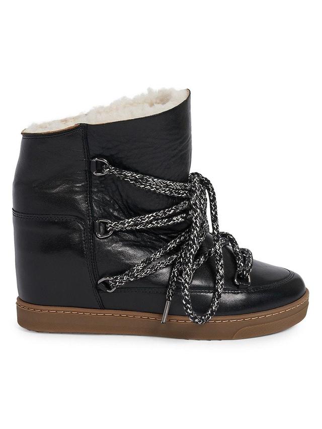 Womens Nowles Leather Lace-Up Wedge Booties Product Image