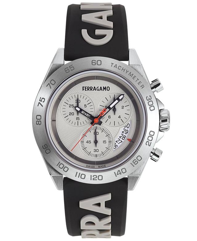 FERRAGAMO Chronograph Silicone Strap Watch, 43mm Product Image