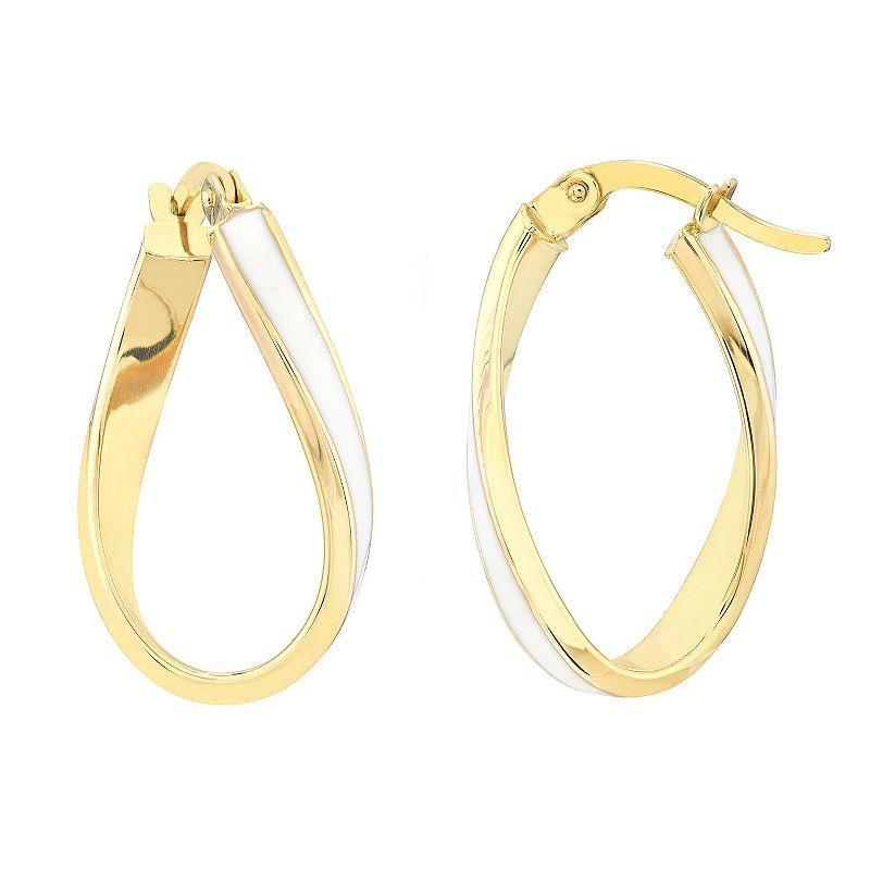 Color Romance 16.3 mm Enamel Oval Twist Hoop Earrings, Womens, Yellow Product Image