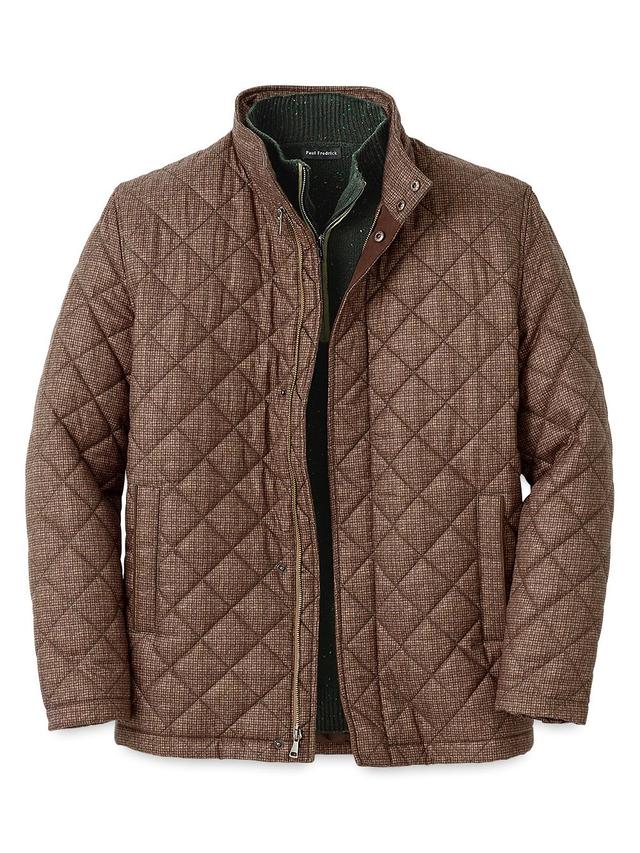 Microfiber Houndstooth Quilted Jacket - Multi Product Image