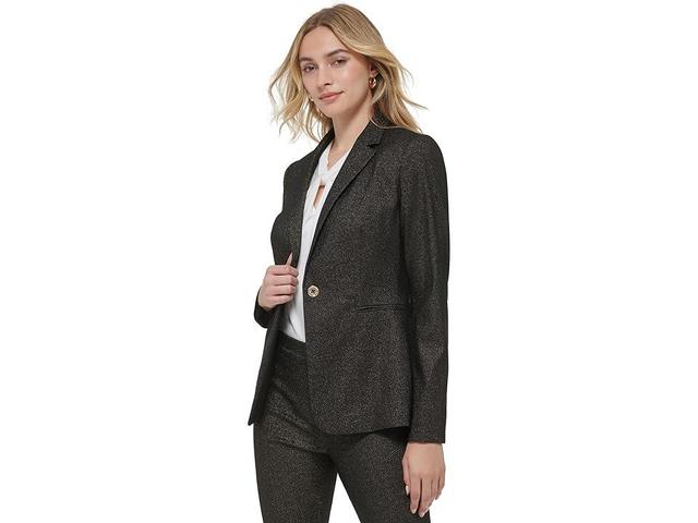 Tommy Hilfiger One-Button Shine Blazer Bronze) Women's Clothing Product Image