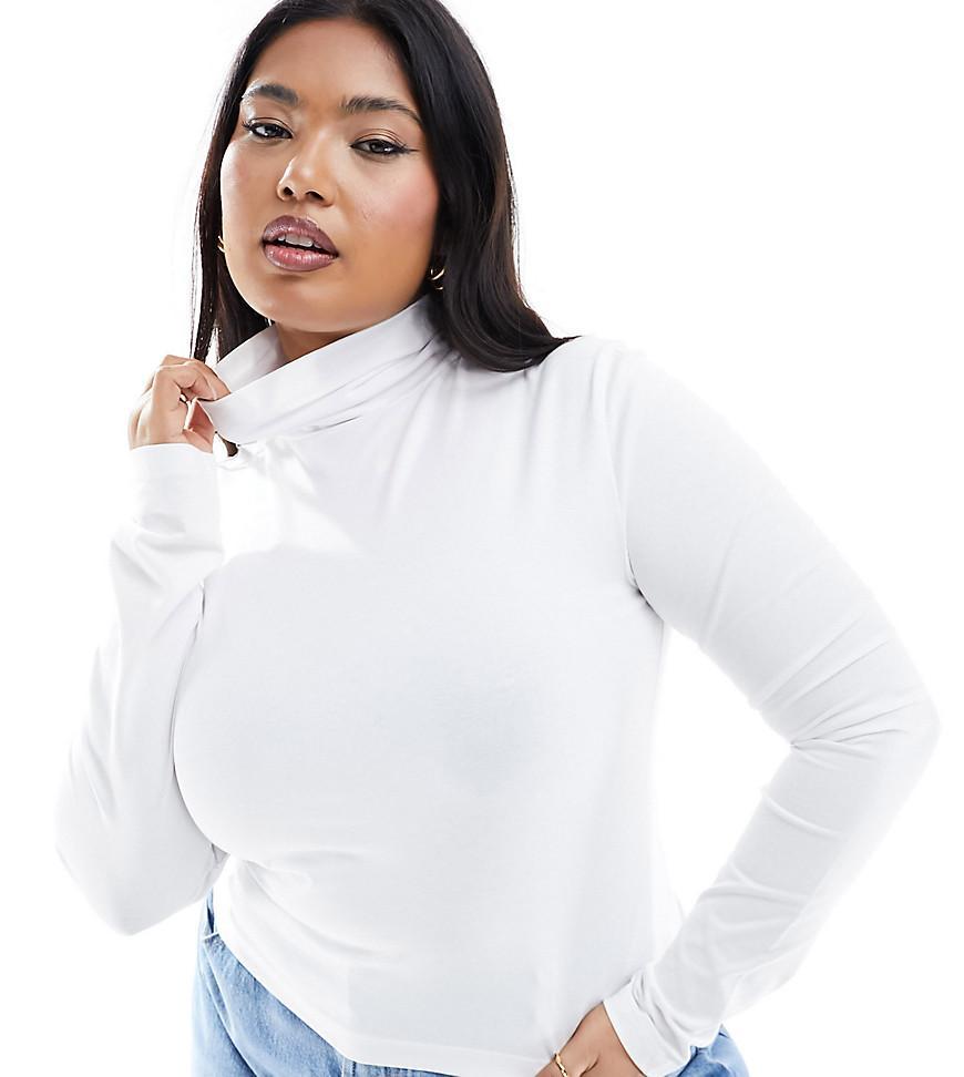 COLLUSION long sleeve roll neck top in white Product Image